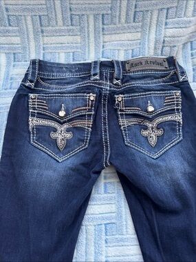 Rock Revival Women's Dark Indigo Embellished Pocket Skinny Jeans